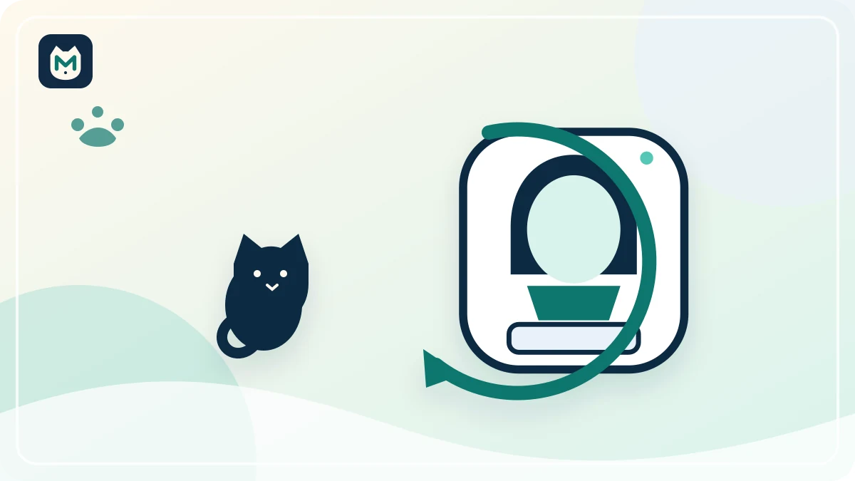 Illustration du cycle d'une litière automatique entre détection et collecte des déchets