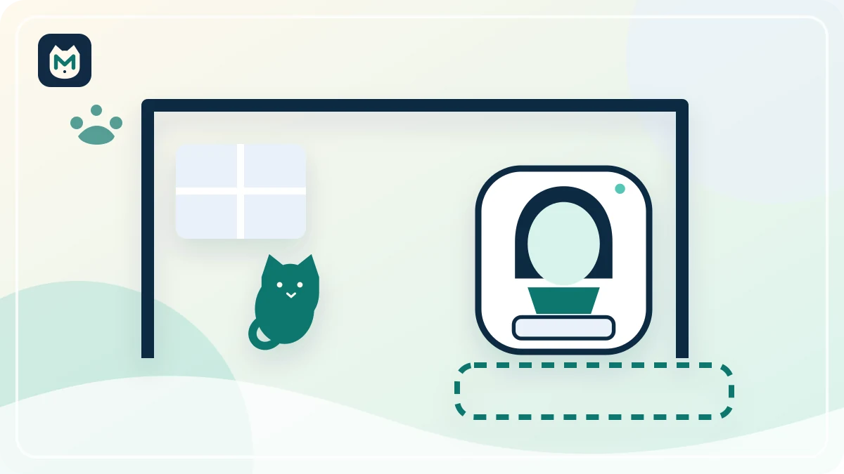 Vue d'un petit appartement avec la zone complète nécessaire autour d'une litière automatique